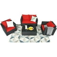 thumbnail image 3 of Patiojoy 4PC Patio Rattan Wicker Conversation Furniture Set Sectional Sofa & Coffee Table Red, 3 of 7