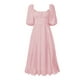 thumbnail image 5 of Sunloudy Vestido de verano para mujer, vestido midi con mangas acampanadas y cuello cuadrado liso con lazo en la espalda, vestido de una pieza largo con dobladillo con volantes para mujer Sunloudy  moda, 5 of 9