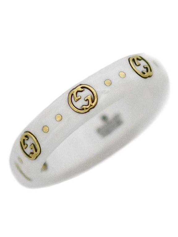 Pre-Owned Gucci Icon Ring f-22977 White Yellow Gold Interlocking 679262 J85V5 8062... (Good)