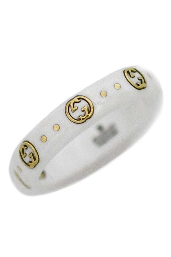 Pre-Owned Gucci Icon Ring f-22977 White Yellow Gold Interlocking 679262 J85V5 8062... (Good)