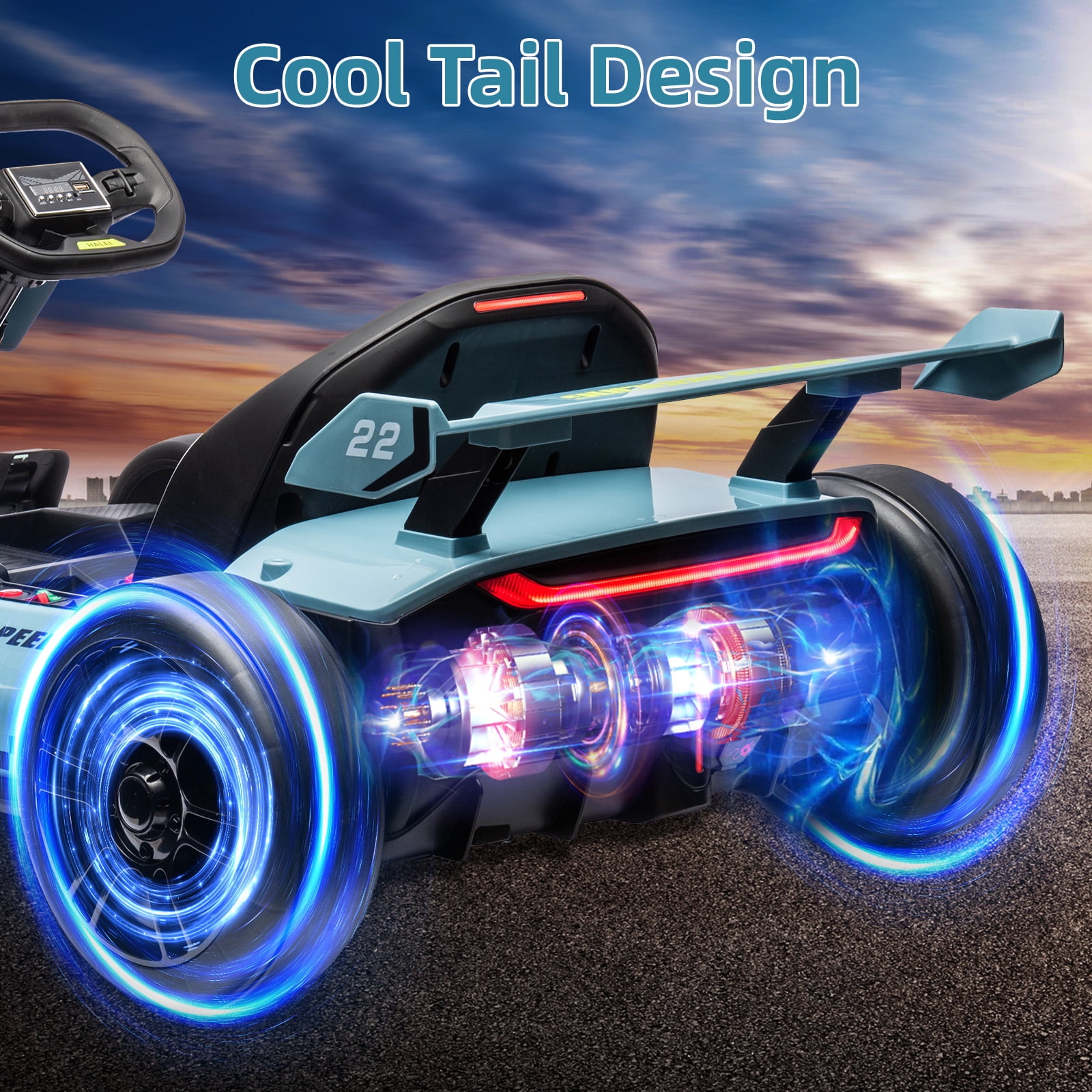 EastVita 24V Electric Go Kart,300W Powerful Drift Kart Ride on Car for Kids, Electric Pedal Kart,with 300W Strong Motor, Drift/Sport Mode, Big Battery, Eva Tire