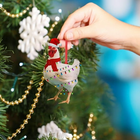 

HGWXX7 Christmas Decor Christmas Chicken Acrylic Decorations 2022 Christmas Tree Decorations With Christmas Scarf Chicken Christmas Decorations Pendant