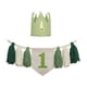 thumbnail image 1 of Banner de silla alta Banner de arpillera para silla alta Decoración para primera fiesta de cumpleaños verde, 1 of 9