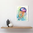 thumbnail image 2 of Jellyfish Swimming Folk Art Watercolour Painting Art Print Framed Poster Wall Decor 12x16 inch, 2 of 5