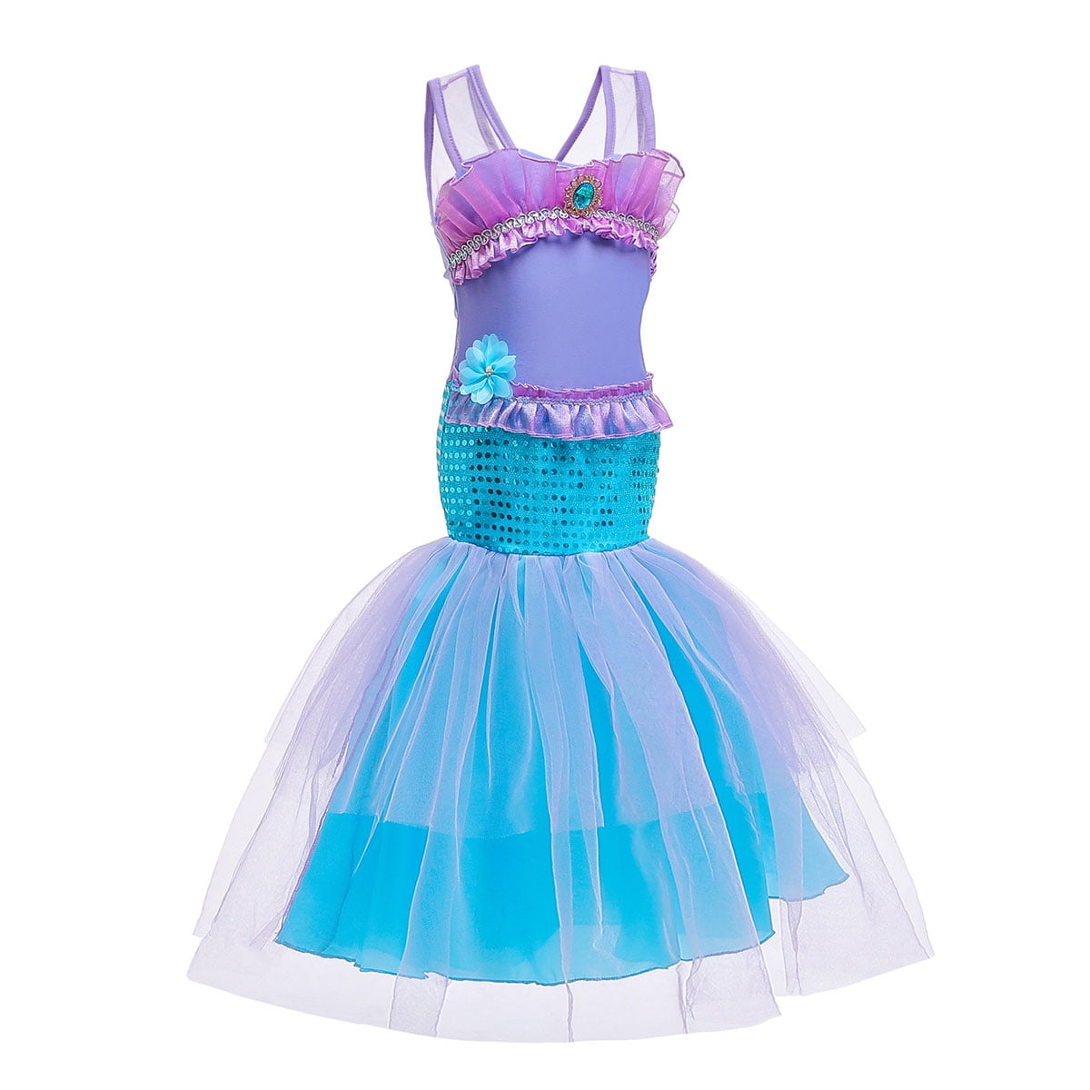 HAWEE Tenue de Deguisement Petite Sirene pour Filles Costume de Princesse Halloween Vetements de Carnaval Robe de Fee Walmart
