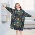 thumbnail image 5 of FORMRS Wearable Blanket Hoodie with Sleeves for Kids Cozy Flannel Sweatshirt, Gold Peacock Pattern, 5 of 7