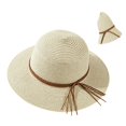 thumbnail image 4 of Women Wide Brim Woven Sun Hat With Braided Strap Decor Fold‑able Portable UV Protection Beach Hat Outdoor Travel Vacation Sun‑Shade Head‑Accessory, 4 of 6