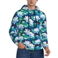 thumbnail image 2 of Naloa Blue Lotus Flower Men's Casual Hooded Collar Drawstring Hoodies Pullover Sweatshirts Casual Long Sleeve Shirts-4X-Large, 2 of 7