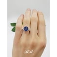 thumbnail image 5 of 8mm - 10mm Lab Ceylon Blue Sapphire Round Cut, Accented Three Stone Ring, Sterling Silver, 5 of 5