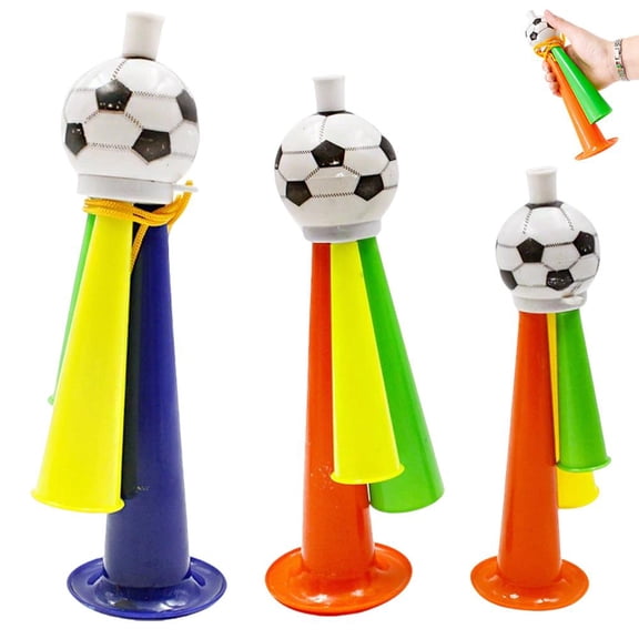 3Pcs Soccer Horns Stadium Horn - Loud Noise Makers for Sporting Events Football Games, Plastic Cheer Trumpets for Carnival Party Favors and Graduation Celebrations