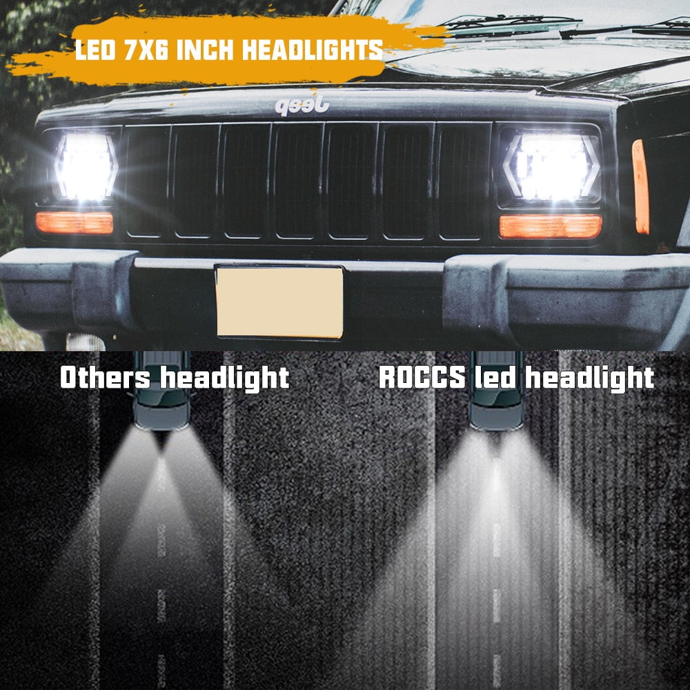 Sunpie 5x7 7x6  Led Headlight 85W with High Low Beam DRL H6054 5054 Rectangular Sealed Beam for Jeep Wrangler YJ 6054 H5054 Cherokee XJ Truck (2pcs/set)