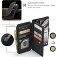 thumbnail image 4 of Wallet Case for Samsung Galaxy A53 5G, Premium Handmade PU Leather Phone Case Card Slots Magnetic Closure Zipper Pocket Kickstand Flip Case with Hand Strap - Vintage Black, 4 of 13