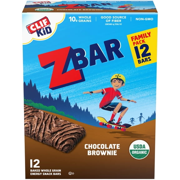 CLIF Kid Zbar - OIF8 Chocolate Brownie - Soft Baked Whole Grain Snack Bars - USDA Organic - Non-GMO - Plant-Based - 1.27 oz. (12 Pack)