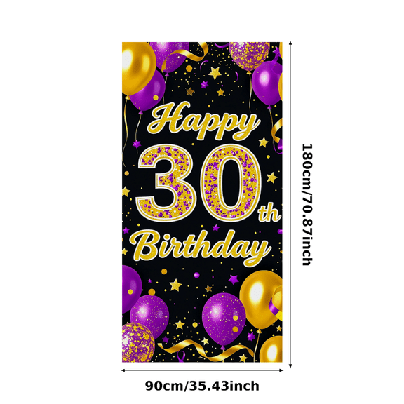 Glamorous Glittery Happy 30th Birthday Banner with Balloons and Confetti Background Party Decoration Photography Props Birthday Party Decor