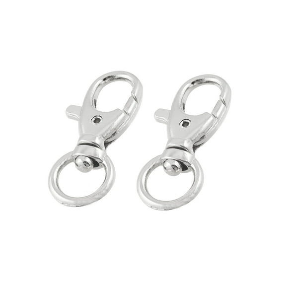 Unique Bargains Metal Lobster Clasp Keyring Key Chain Silver Tone 1.57'' x 0.67'' 2 Pcs