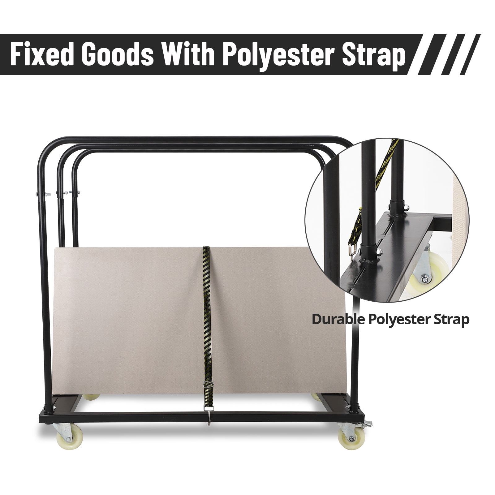 Accreate Steel Drywall Dolly, Heavy-Duty Panel Truck Cart with 5” PU Swivel Wheels for Moving Building Materials Furniture