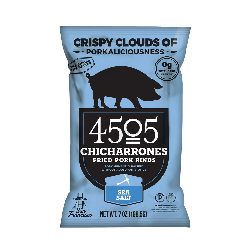 4505 Meats Sea Salt Chicharrones, Fried Pork Rinds, Keto Certified