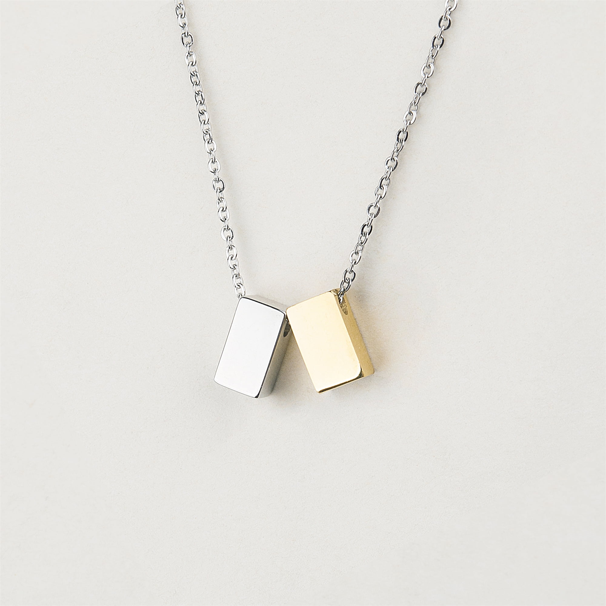 Anavia New Year Gift Necklace for BFF and Soul Sister, Christmas Gift for Long Distance Friendship Relationship-[Gold & Silver Cubes]