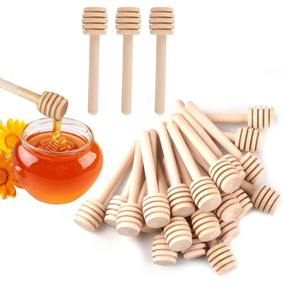24Pcs Honey Dipper Sticks, Wooden Honey Sticks, 4 Inch Honeycomb Stick, Mini Honeys Stirrer Stick for Honeys Jar Dispense Drizzle and Wedding Party Gift