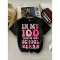 thumbnail image 2 of Girl's Pink 100 Days Of School Graphic Tee, Cute Back To School Outfit, Stylish Summer Casual Shirt, Soft Cotton Blend, Pretty Pastel Print, Adorable School Era Design, Perfect For First Grade, 2 of 5