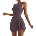thumbnail image 2 of Gamivast Dresses for Women Sleeveless Crew Neck Tie Waist Fitted Mini Dress Solid Color Asymmetrical Hem Flattering Date Night Summer Dresses Spring Dresses, 2 of 8