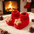 thumbnail image 3 of Miaouyo Baby Christmas Booties Knit Patchwork Winter Warm Soft Sole Shoes, 3 of 8
