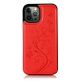 thumbnail image 6 of Compatible With iPhone 13 Mini Phone Case Back Double-buckle Knurling Design Card Pocket Kickstand PU Leather Shock-absorbent Anti-Fingerprint Lightweight Phone Cover,Red, 6 of 9