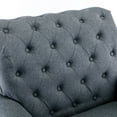 thumbnail image 4 of Accent Rivets Chair, Modern Linen Fabric Armchair with Button Tufted Backrest and Wood Legs, Comfy Upholstered Single Chair with Thicken Cushion Seat and Armrest for Living Room, Dark Gray, 4 of 8