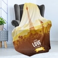 thumbnail image 4 of Paris Soft Flannel Fleece Blanket, Eiffel Tower with Tulip and City Silhouette Nostalgic Town Floral Romantic, Cozy Plush for Indoor and Outdoor Use, 70" x 90", Orange Yellow Brown, by Ambesonne, 4 of 5