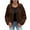 Coffee Coat for Women, variant on Women’s collared leather cropped jacket with soft texture durable stylish for streetwear casual dates all seasons Khaki M