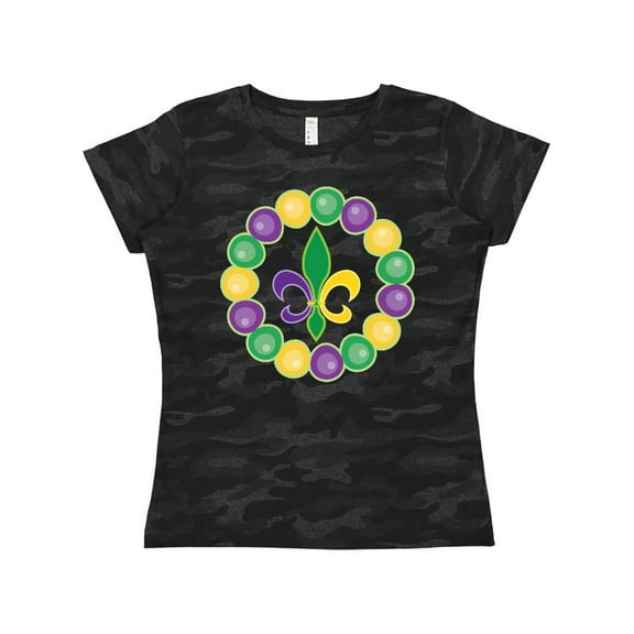 Inktastic Mardi Gras Beads And Fleur De Lis Women's T-Shirt
