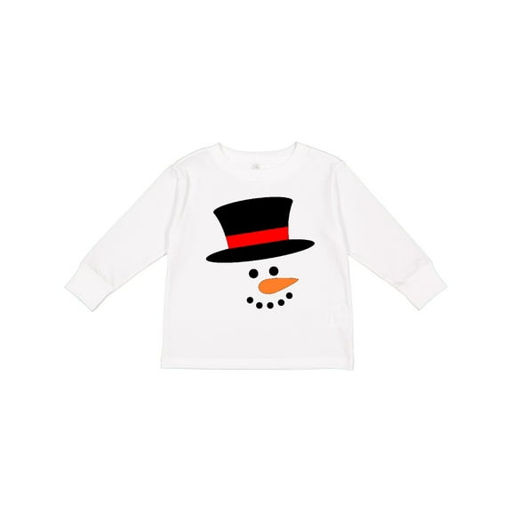 Inktastic Snowman with Top Hat and Carrot Nose Boys or Girls Long Sleeve Toddler T-Shirt