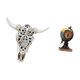 thumbnail image 5 of Escultura colgante de pared con cabeza de toro tribal y figura de globo terráqueo, reloj de mesa moderno, adorno artesanal para oficina, decoración de, 5 of 8