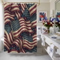 thumbnail image 4 of Independence Day Shower Curtain, 48" x 72", Retro American Flag Stripe Stars Patriotic Waterproof Bathroom Curtain Washable Shower Curtain Set with 12 Hooks, 4 of 9