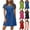 LYQ1_Navy, variant on Meichang Summer Dresses for Women V Neck Short Sleeve Eyelet Dress with Drawstring Waisted Flowy A-Line Mini Dresses