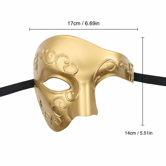 Masquerade Mask for Men Gold Venetian Half Face Design Masquerade Mask for Prom Party Mardi Gras Themed Events