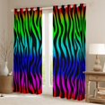 thumbnail image 2 of jejeloiu Colorful Zebra Stripe Curtains Pack of 2 (42x84 Each),Abstract Geometric Lines Curtains Blackout,Green Blue Pink Bedroom Curtains For Men Women,Ultra Soft Home Decor, 2 of 6