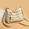 thumbnail image 2 of Women's Soft Leather Shoulder Bag - Multi-Zip Spacious Handbag for Daily/Work/Travel - Stylish & Practical Design, 2 of 6