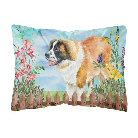 Carolines Treasures CK1241PW1216 Saint Bernard Spring Canvas Fabric Decorative Pillow  12H x16W multicolor