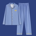 thumbnail image 2 of Fengactive Men's Striped Pajama Set Long Sleeve Button Down Collared Top Elastic Waist Pants 2 Piece Lounge Sleepwear Set, 2 of 6