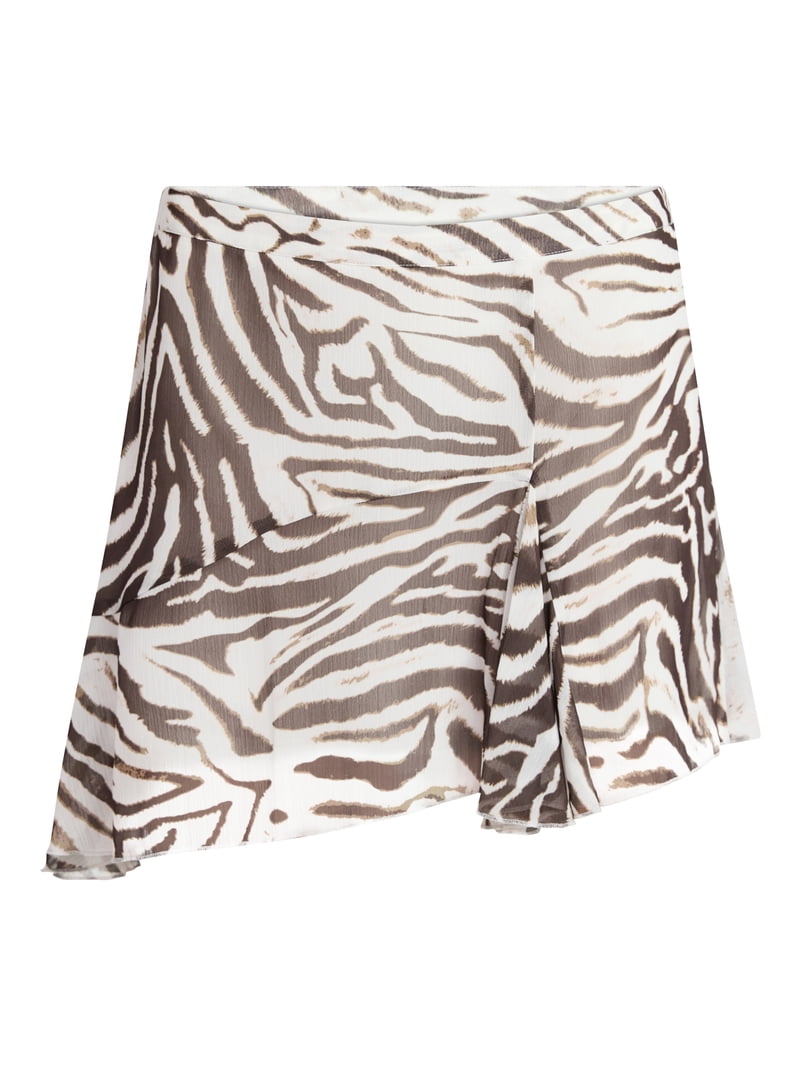 No Boundaries Asymmetrical Flouncy Mini Skirt, Women's XXS-XXL