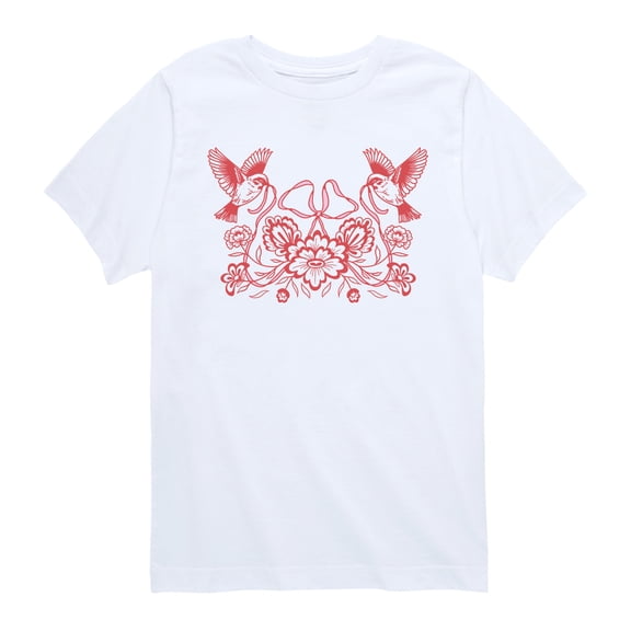 Instant Message - Bird Bow Flower - Youth Boys Short Sleeve Graphic T-Shirt