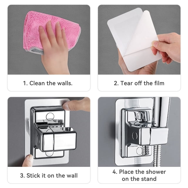 Injueey Soporte de ducha de montaje en pared Flexible larga vida útil amplia aplicación autoadhesivo montado en la pared Juegos de accesorios de baño