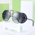 thumbnail image 2 of Round Metal Frame Sunglasses With Rivet Detailing And PC Lenses For Unisex Everyday Wear, 2 of 4