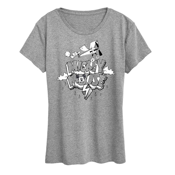 Disney - Mickey Mouse - Retro Style Black & White Cartoon - Women's Short Sleeve Graphic T-Shirt