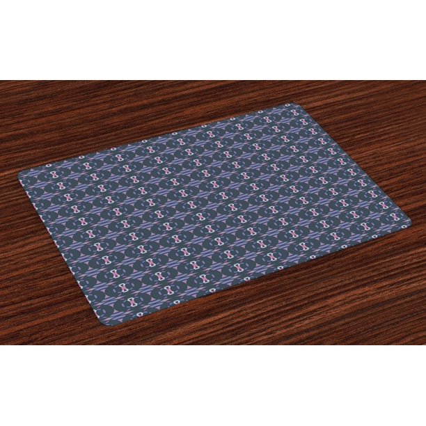 Geometric Placemats Set of 4 Circles Overlapping Round Figures in