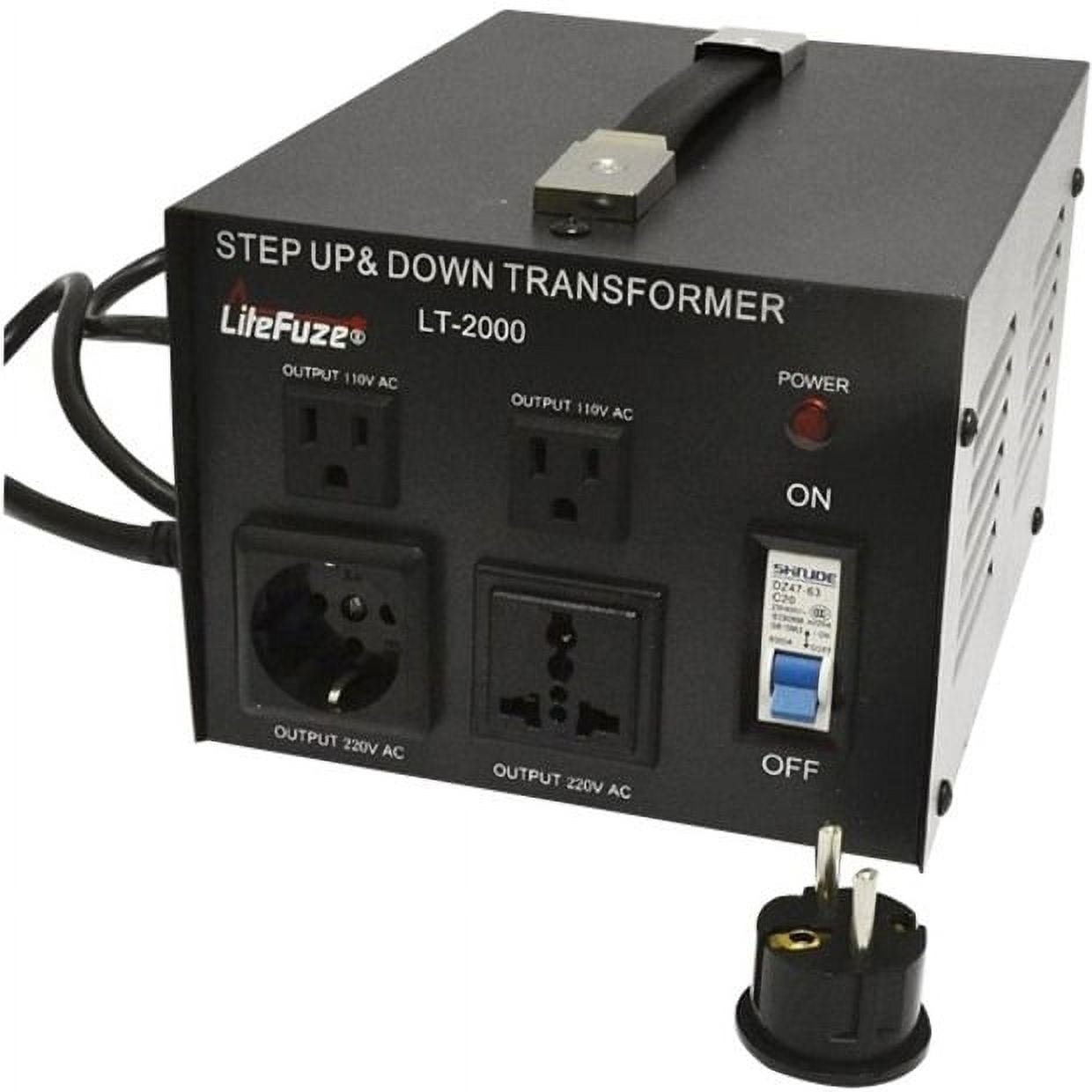 LiteFuze LT-2000 2000 Watt Voltage Converter Transformer - Step Up/Down 110V/220