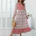 thumbnail image 2 of gakvbuo Fall Dresses for Women Long Sleeve Maxi Dress for Women Plus Size Dress Casual Button Down Boho Dress V Neck Floral Print Fall Long Dresses, 2 of 6