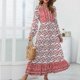 thumbnail image 2 of Vestido largo estampado de manga larga con cuello en V informal para mujer sexy a la moda Fridja NMB2080, 2 of 6