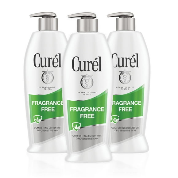Curel Lotion pour le Corps Sans Parfum, Hydratant pour Peau Sèche et Sensible, avec Complexe Avancé de Céramides, Répare la Barrière Hydratante, 13 Onces (Lot de 3)